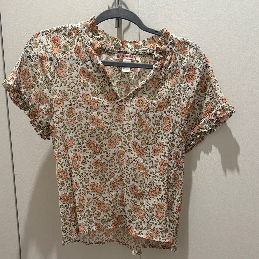 Banjanan Floral Blouse - Cream and Orange